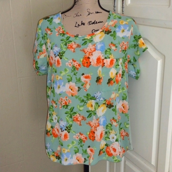 New Wilde Green floral Print Blouse Size XL - Picture 7 of 8